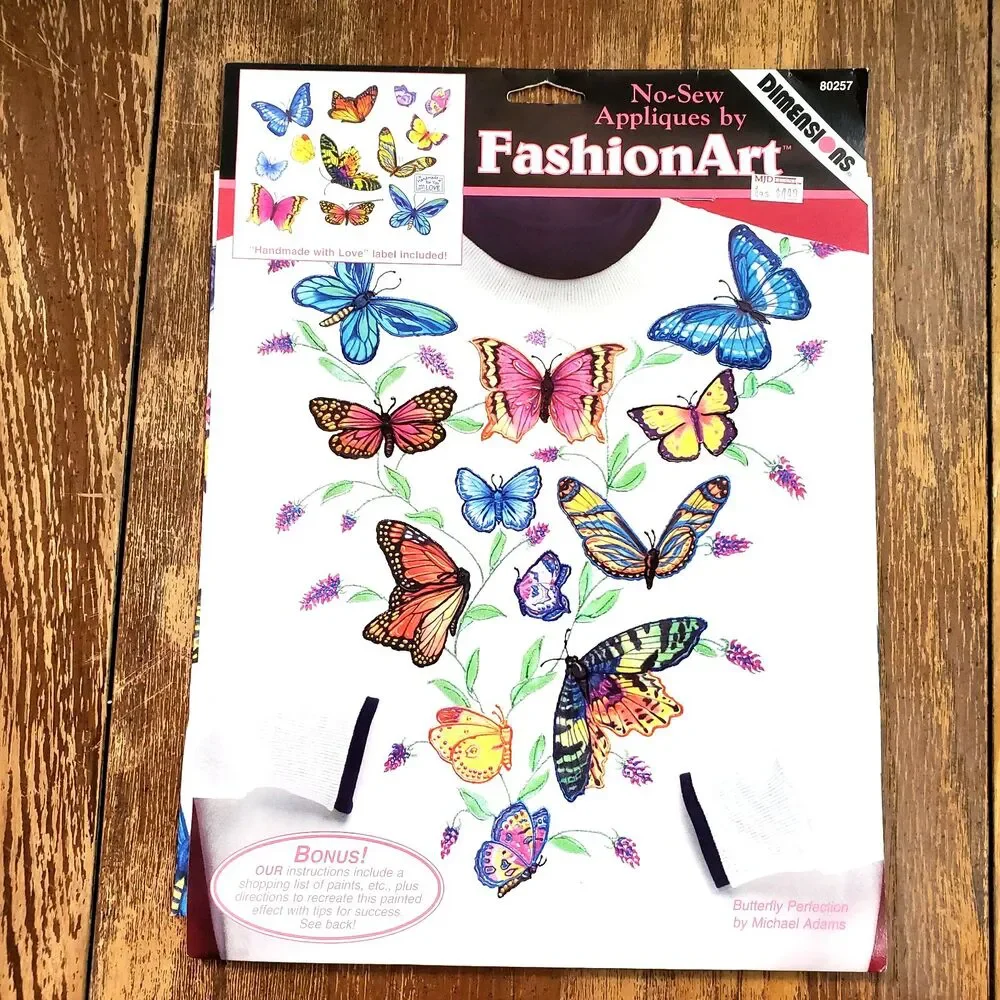 3 Vtg Dimensions FashionArt Iron On Appliques Baby Bears Butterflies Flowers New